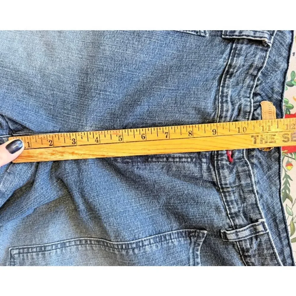 Vtg 03 Y2K Tommy Jeans Flare Leg Cargo Jeans Mid Rise 34 x 30.5 Indie Sleaze Fun